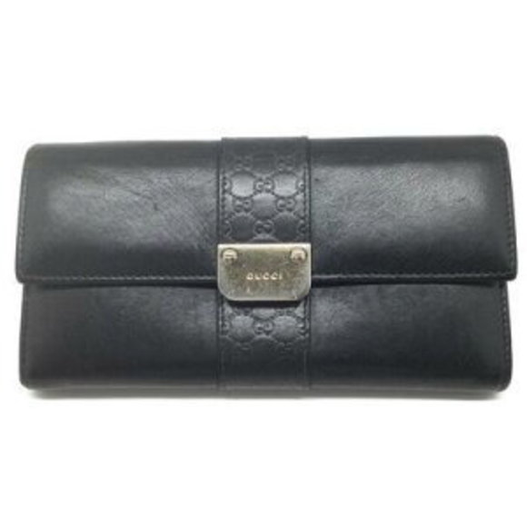 GUCCI Bifold Long Wallet Black Leather - Picture 1 of 7